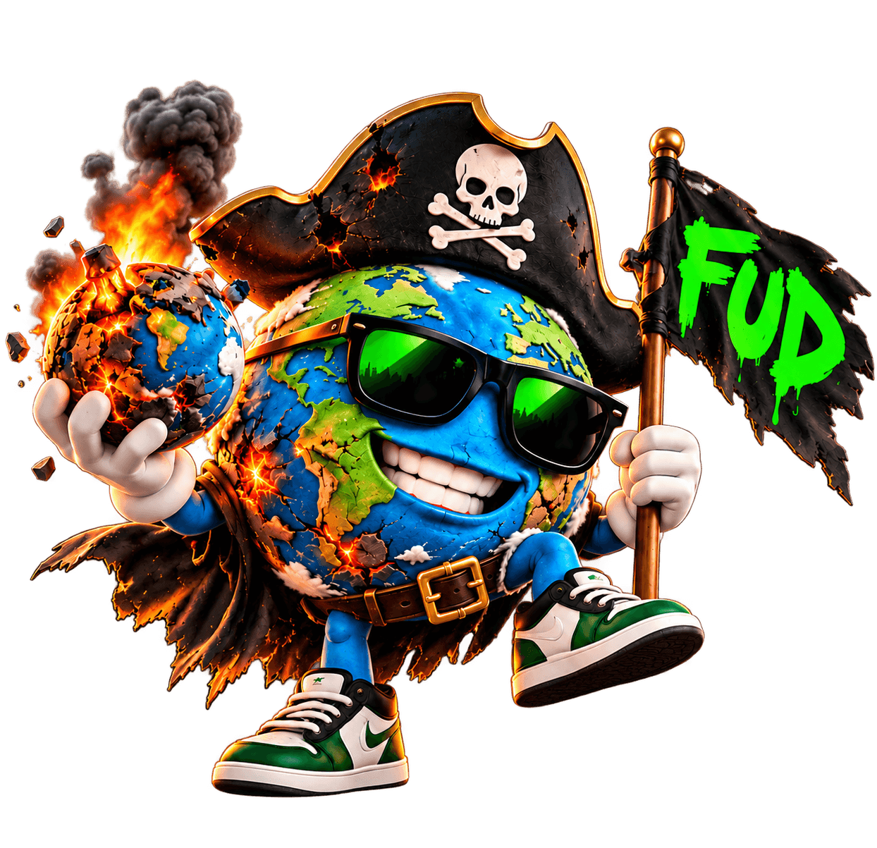 Official Captain FUD pirate Earth mascot